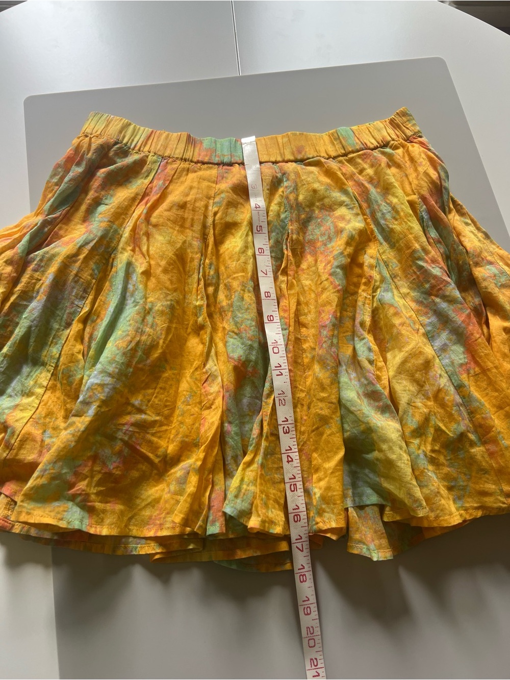 Free People Yellow Cotton Flowy Twirly Skirt Tie Dye- M - Picture 3 of 8